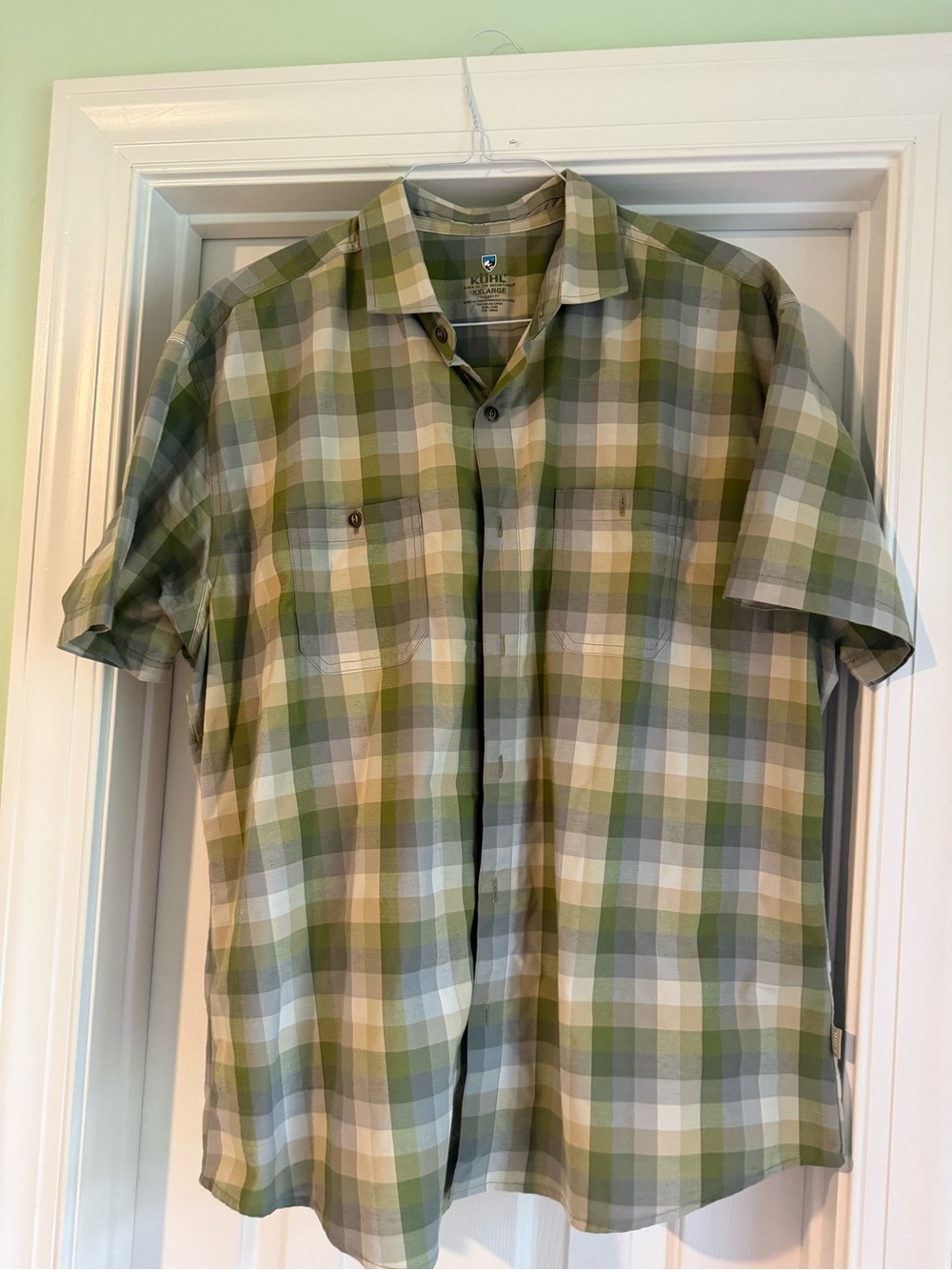 Kuhl Men's Green Plaid Short-Sleeve Button-Down Shirt